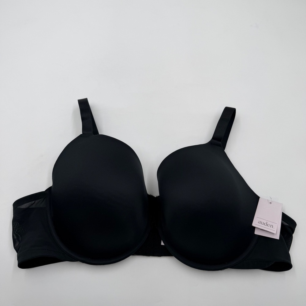 Auden Black Smooth Lightly Lined Comfort‎ Wire Demi Coverage Bra 46D 8L504G NEW